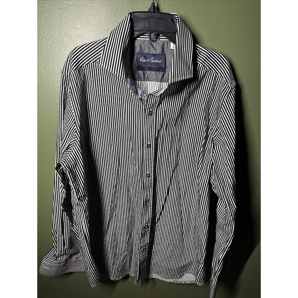 Robert Graham Shirt Mens Large Long Sleeve Button Down Striped Tailored Fit - Picture 1 of 3